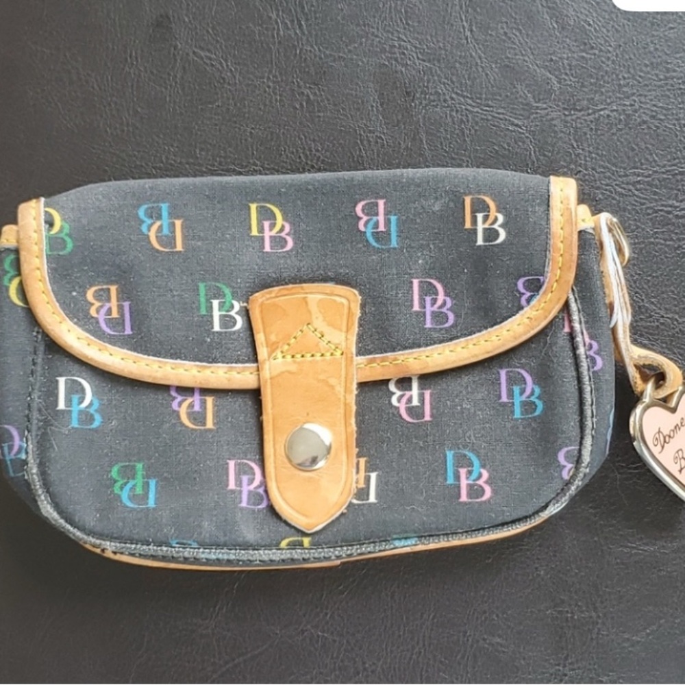 Dooney & Bourke Black Multicolor Logo Wristlet